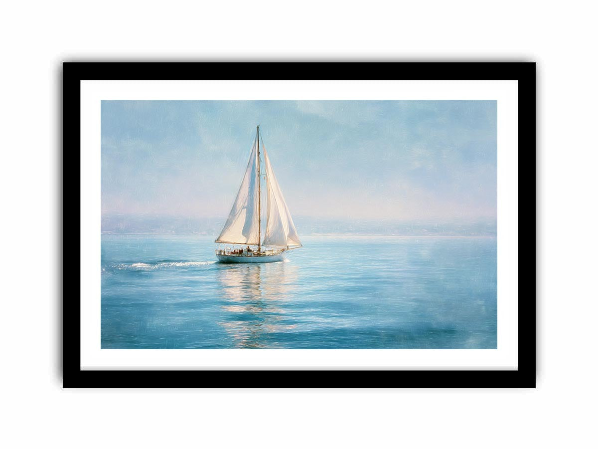 Sailboat In the sea painting   Framed poster