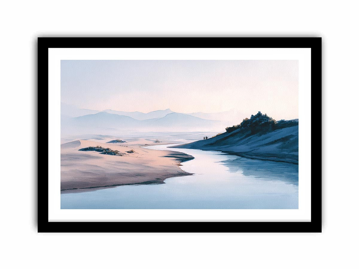 Whispers of Minimalist Abstract beach Painting   Framed poster