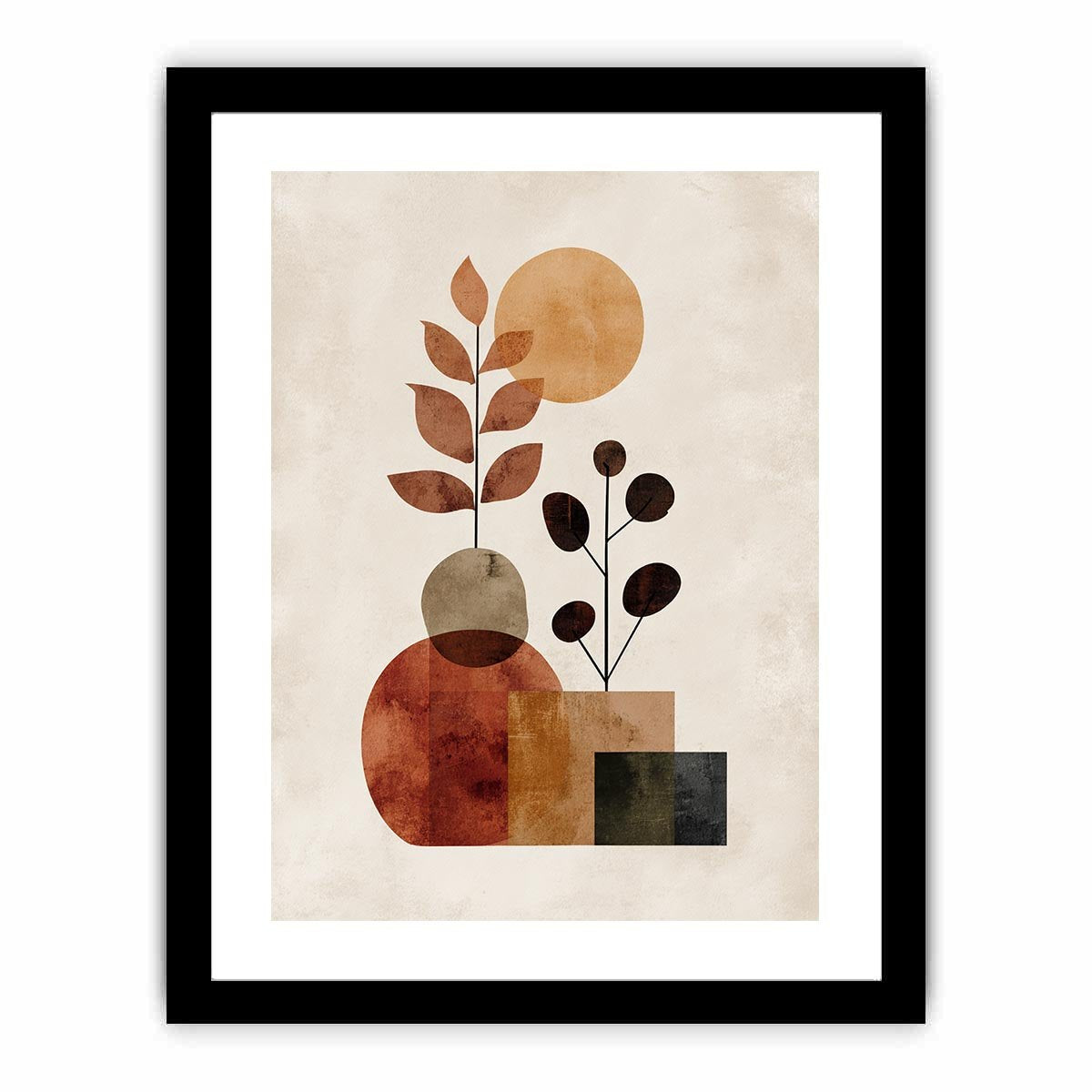 Japandi Plants Painting   Framed poster