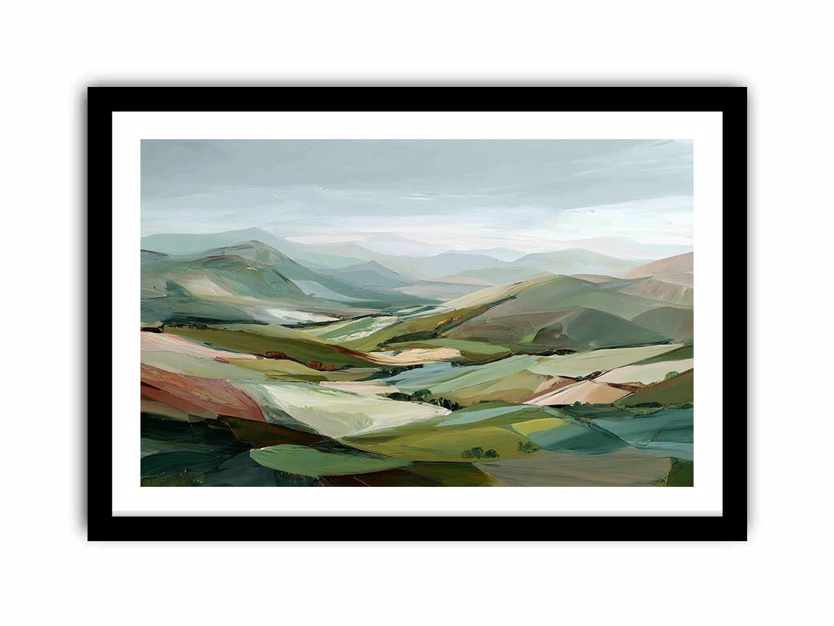 Fields of Quiet Earth Dot Painting   Framed poster