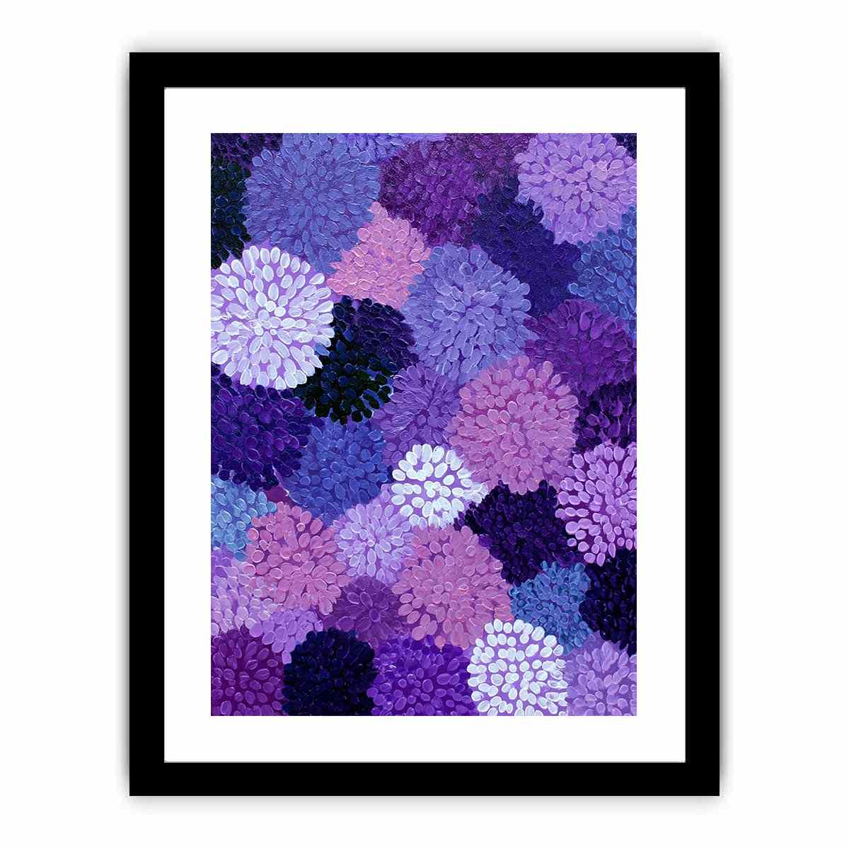 Breathing Circles Abstract Flowers Painting   Framed poster