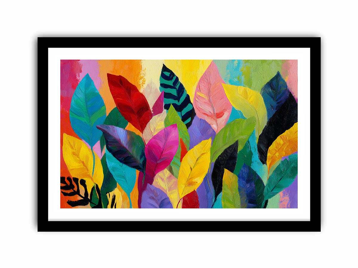 Abstract leaves Colorfull  Painting  Framed poster