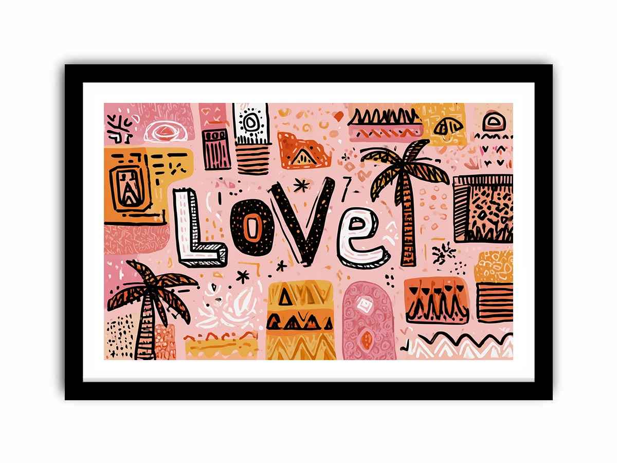 Palm Shadows, Heartbeats Love Painting   Framed poster