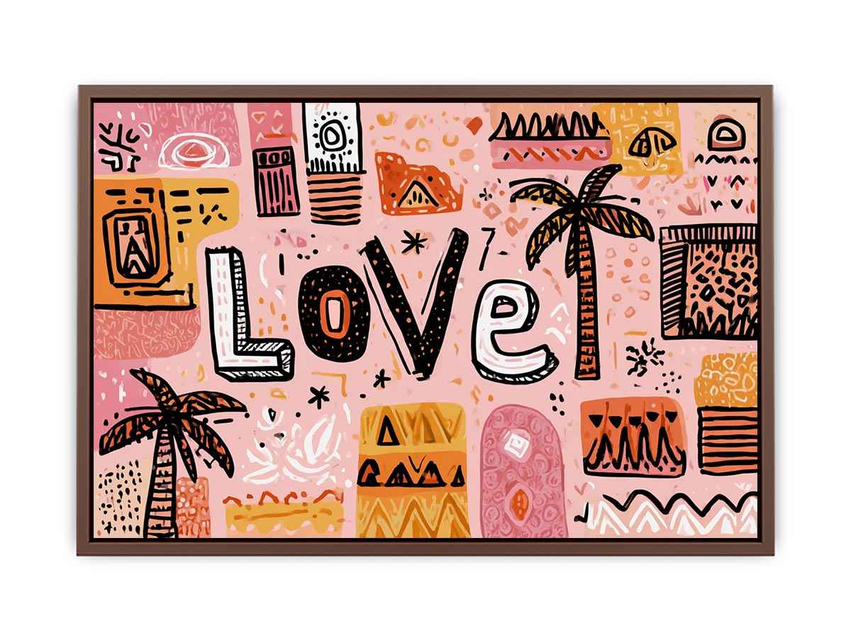 Palm Shadows, Heartbeats Love Painting  Art Print