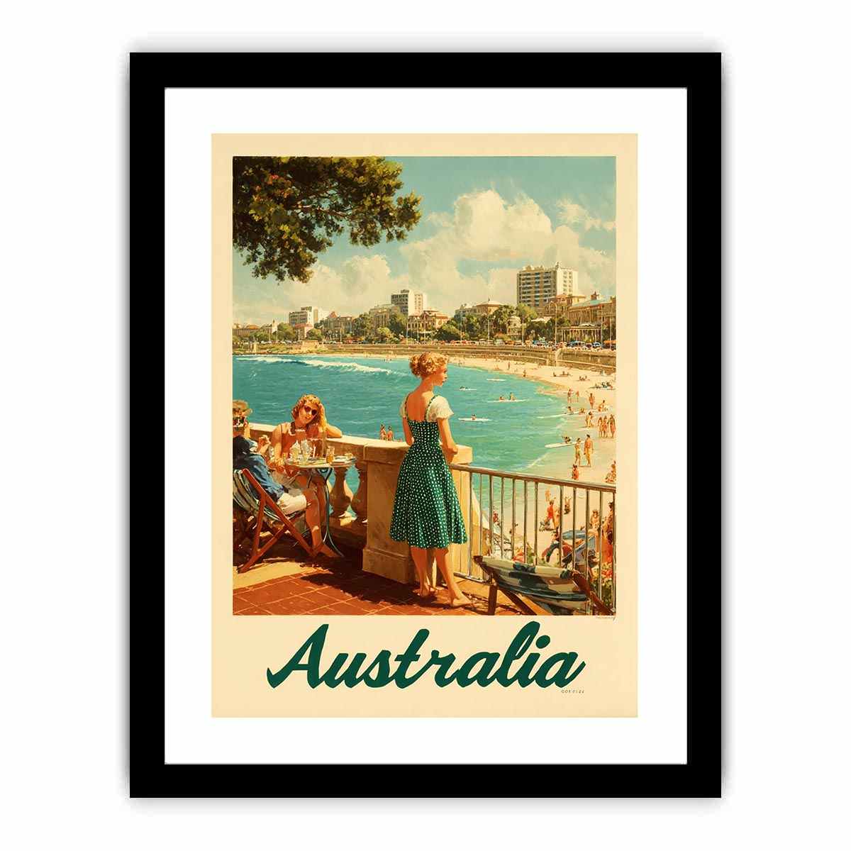 Love on the Golden Sands Australia Art Print  Framed poster