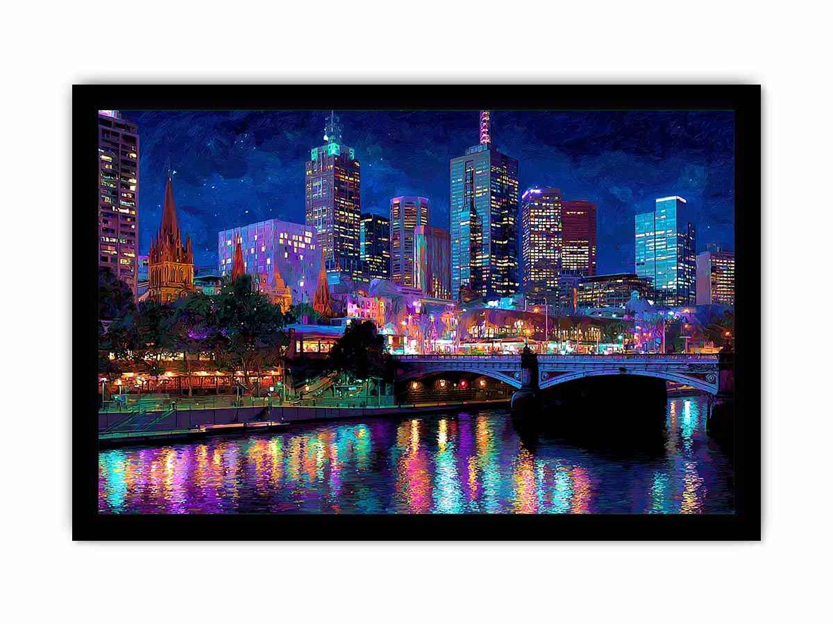 Melbourne  Night City Painting