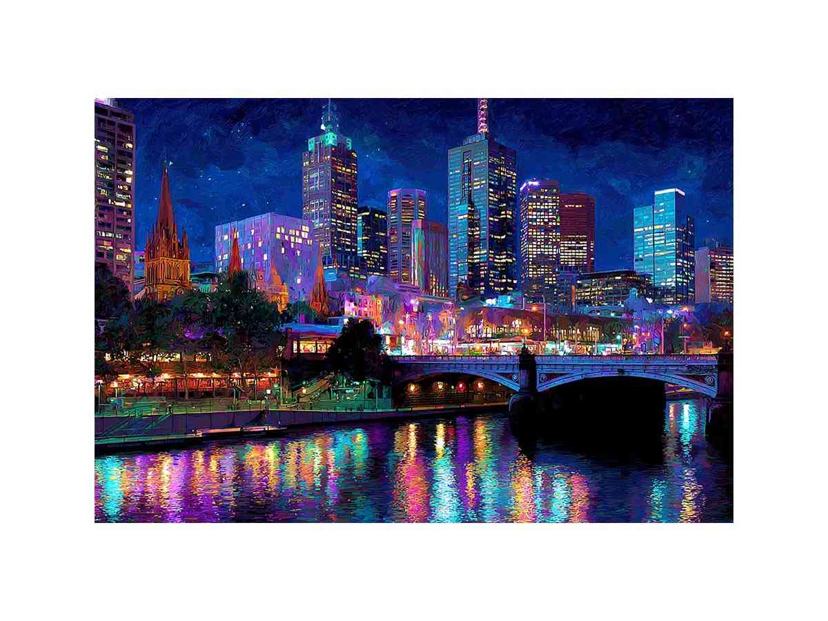 Melbourne  Night City Painting