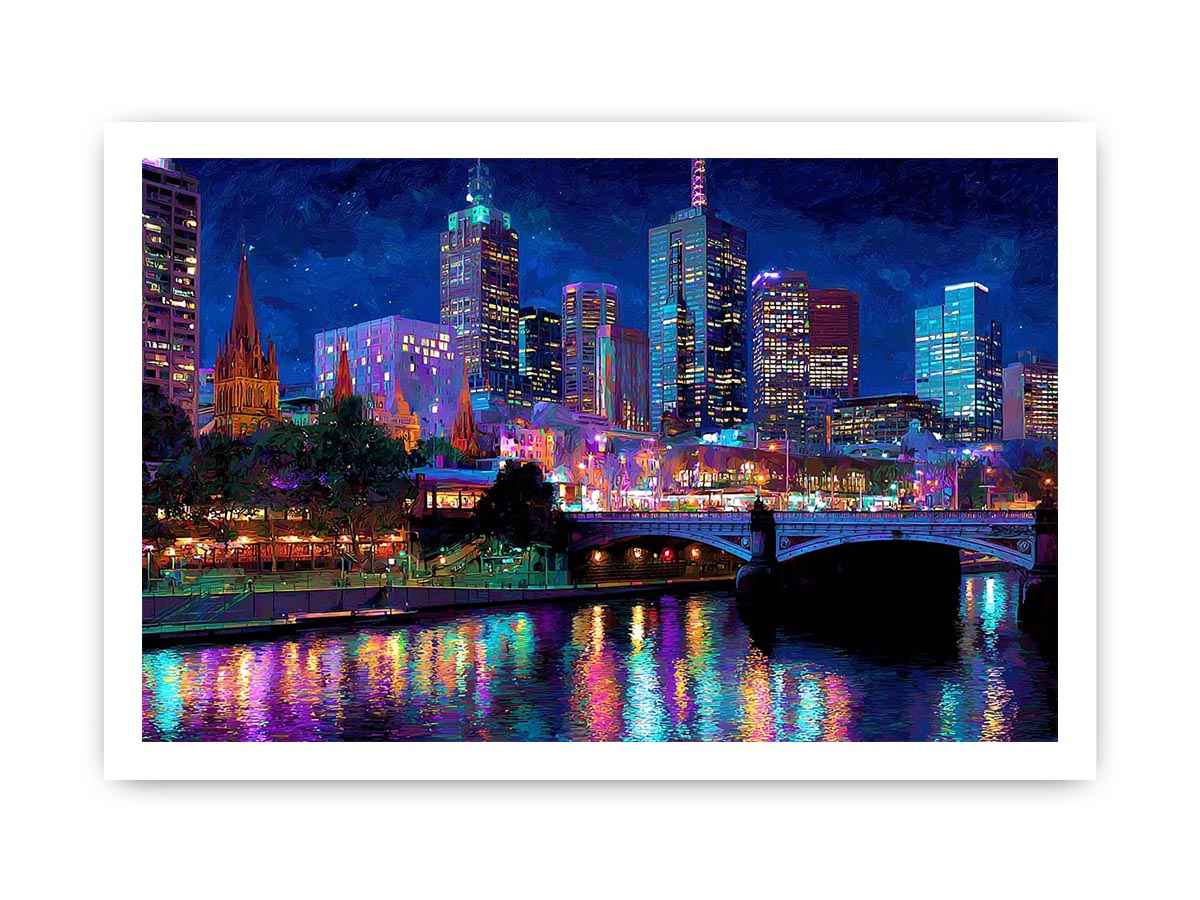 Melbourne  Night City Painting