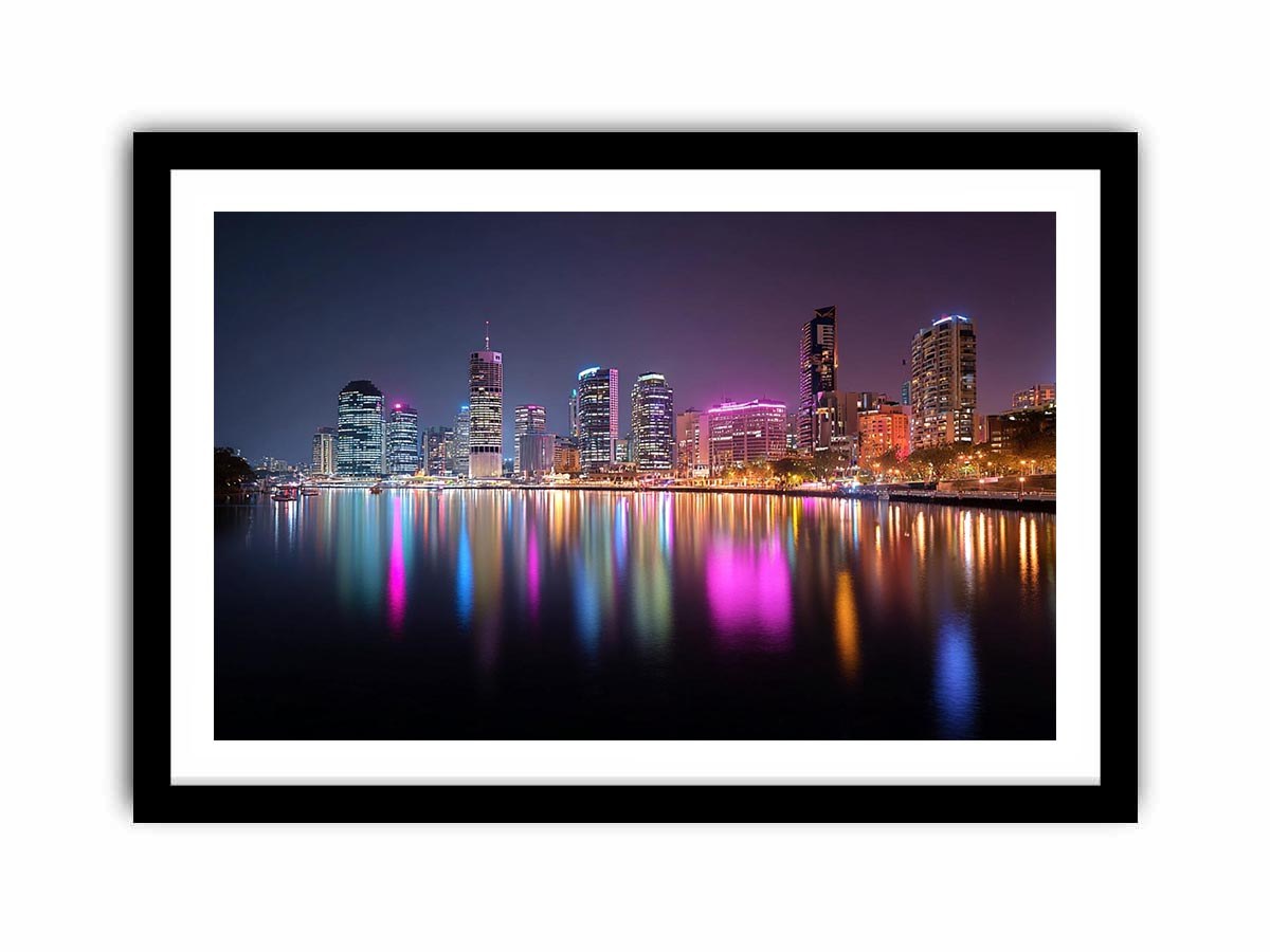 Brisbane  City Night  Painting   Framed poster