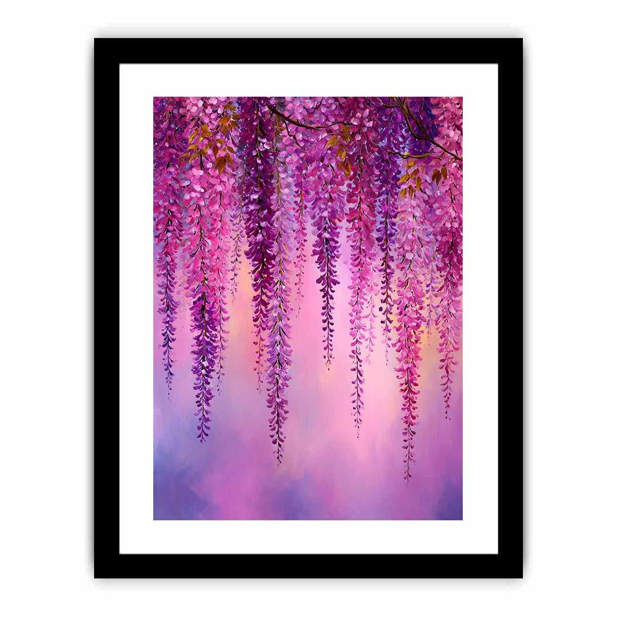 Wisteria flowers Pink Painting   Framed poster