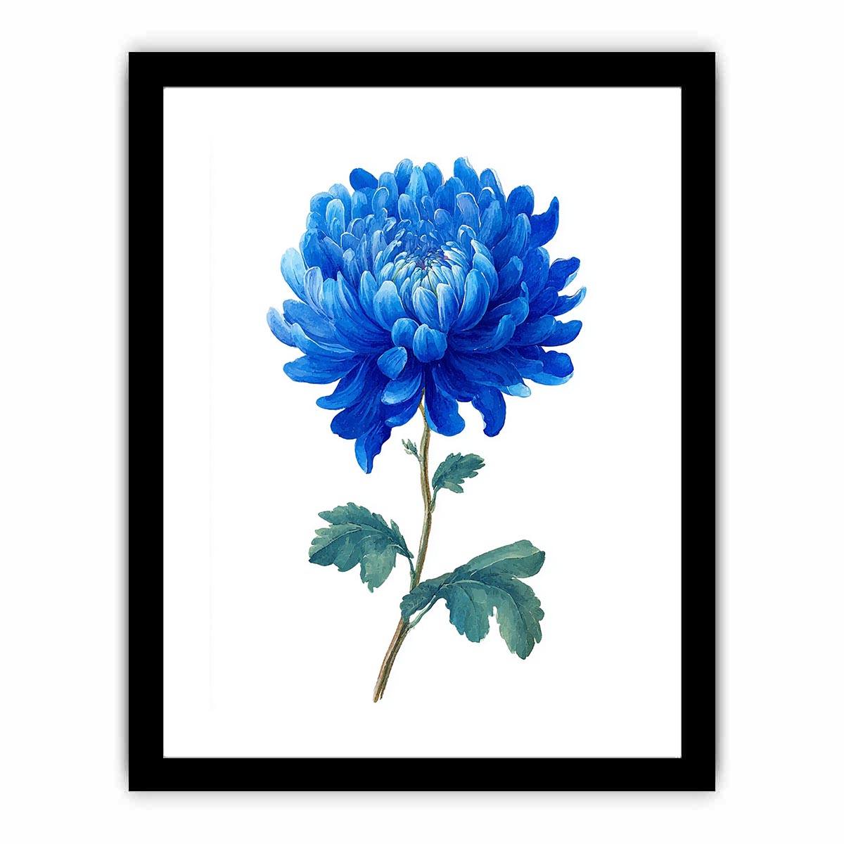 Blue Chrysanthemum  Flower Painting  Framed poster