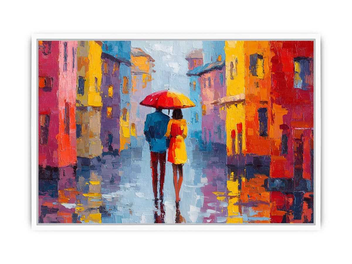 Under One Umbrella Couple in Rain Painting   canvas print