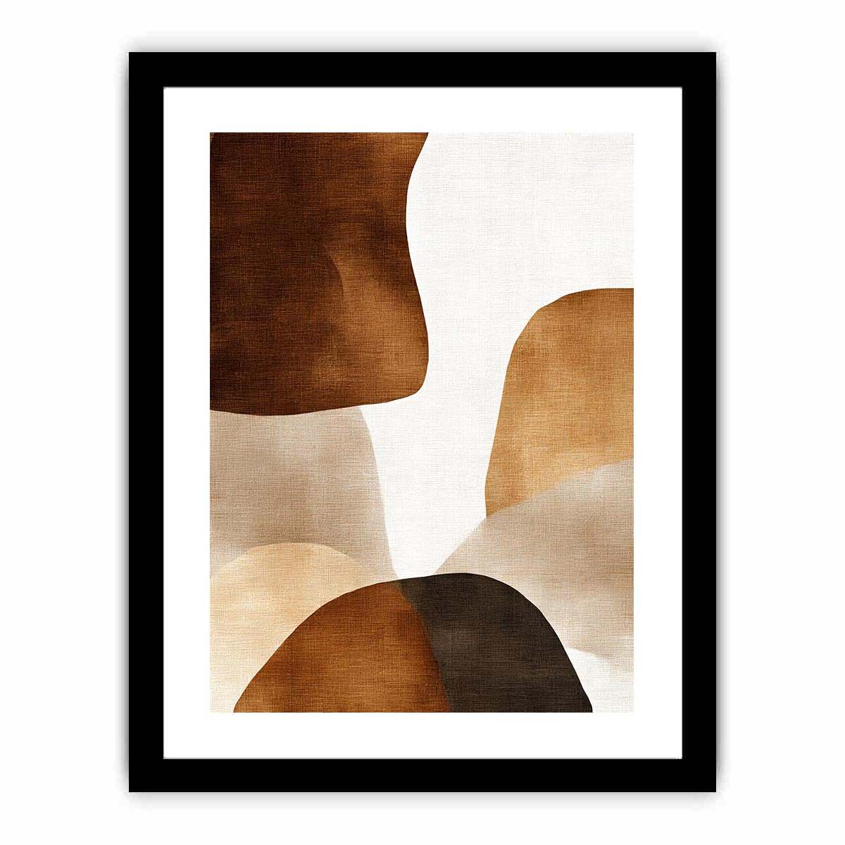 Serene Symmetry Beige Abstract Art Painting    Framed poster