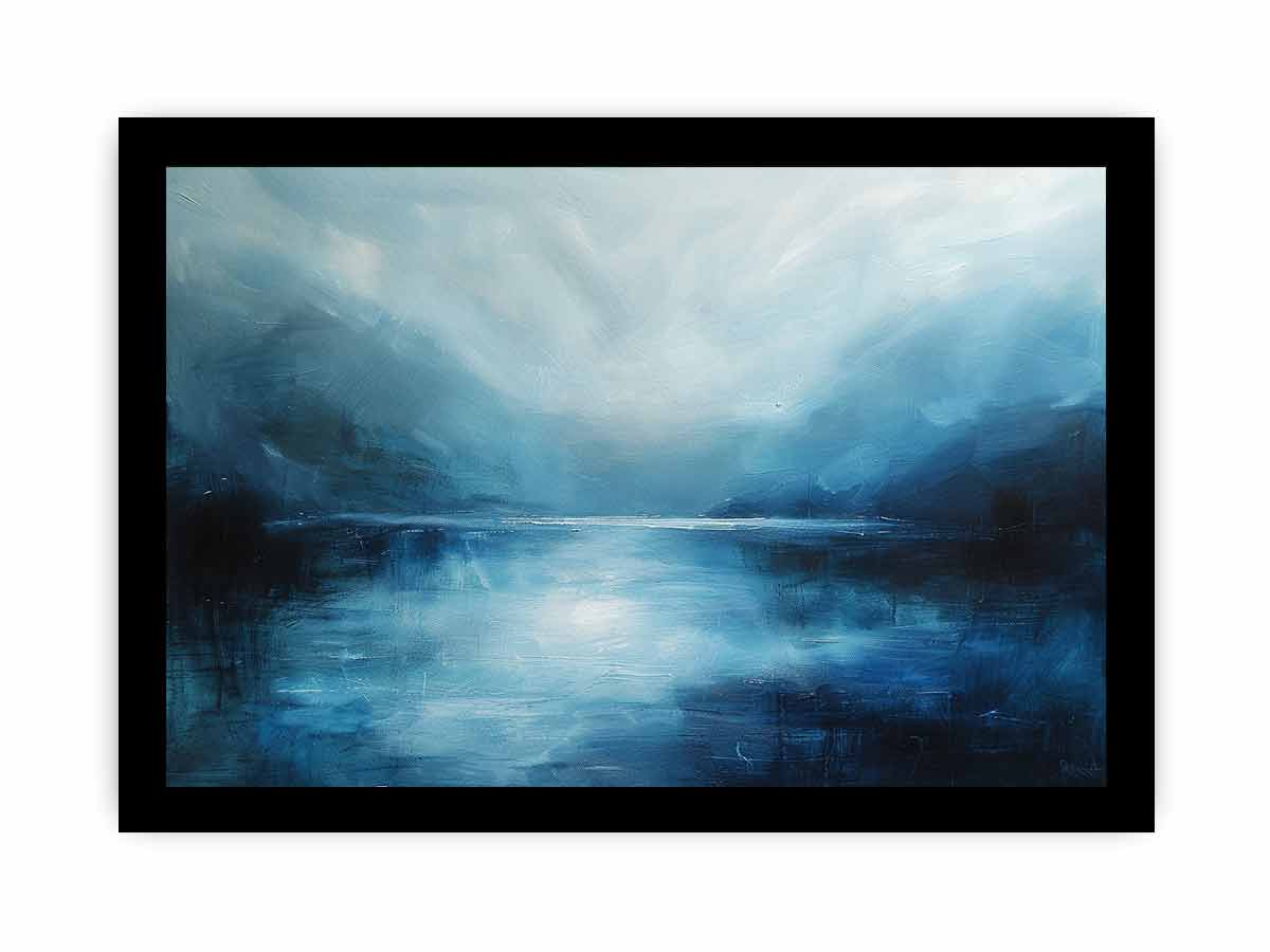 Abstract Blue Landscape  Framed poster