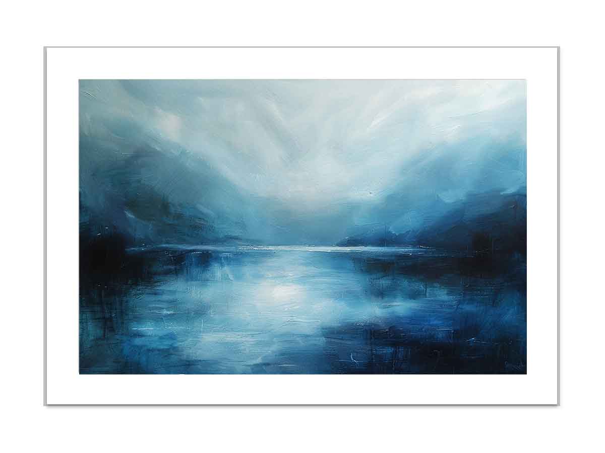 Abstract Blue Landscape Painting
