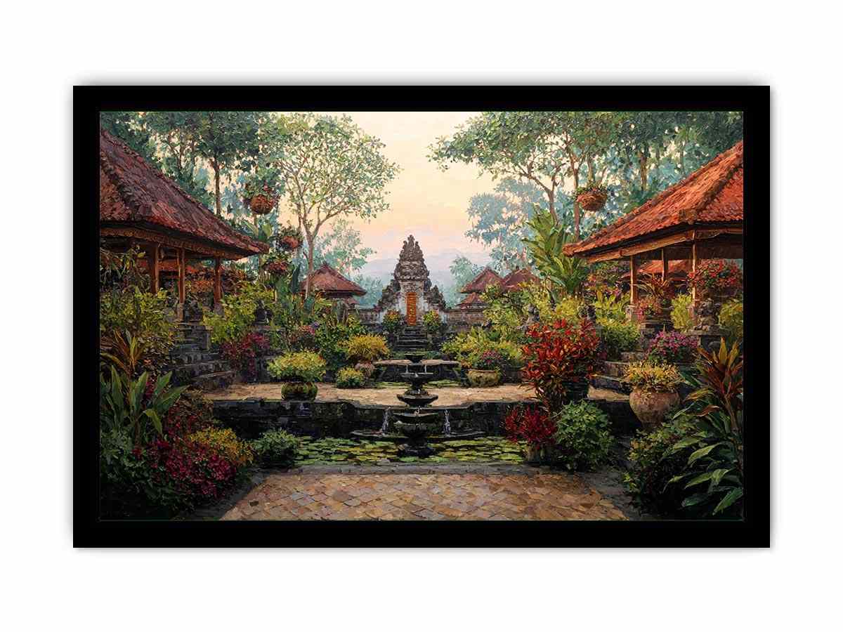 Bali Garden Canvas Art Painting   Framed poster
