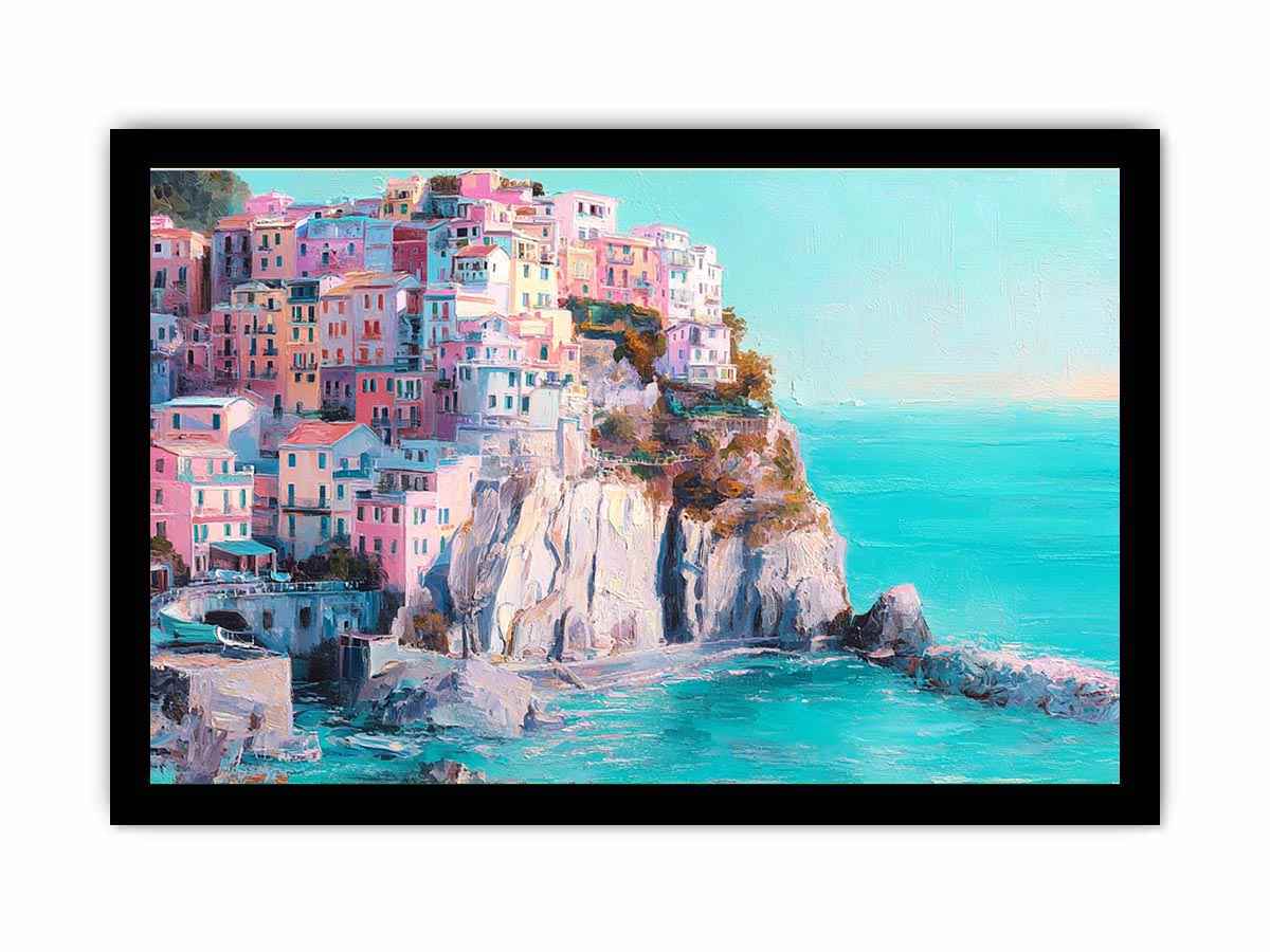 Amalfi Coast Serenity Canvas Art Painting   Framed poster