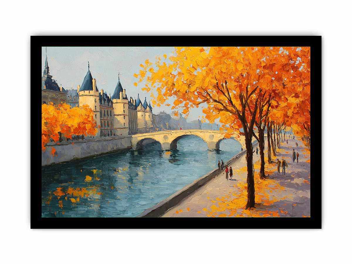 Autumn in Amsterdam Canvas Art Painting   Framed poster