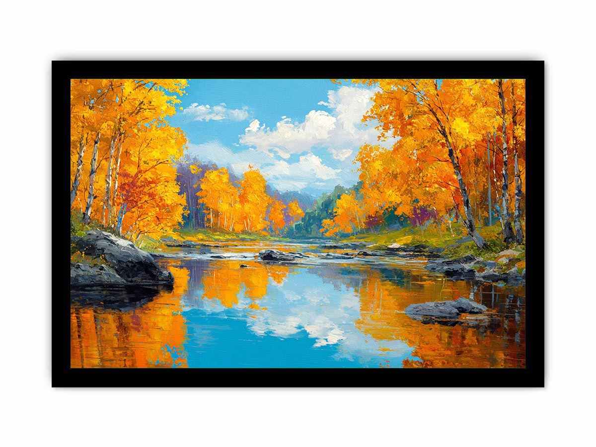 Autum Forest landscape Canvas Art Painting   Framed poster