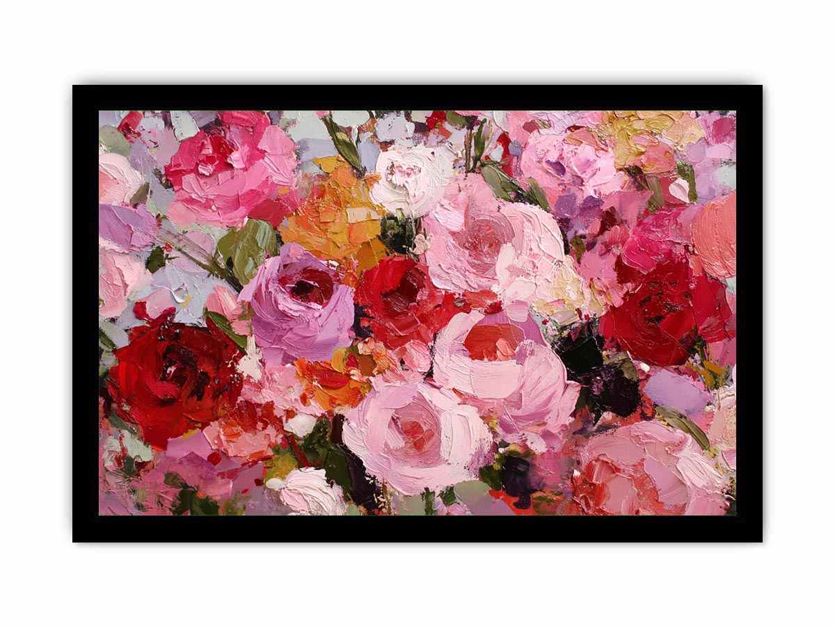 Abstract roses Pink & Red Canvas Art Painting   Framed poster