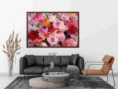 Abstract roses Pink & Red Canvas Art Painting