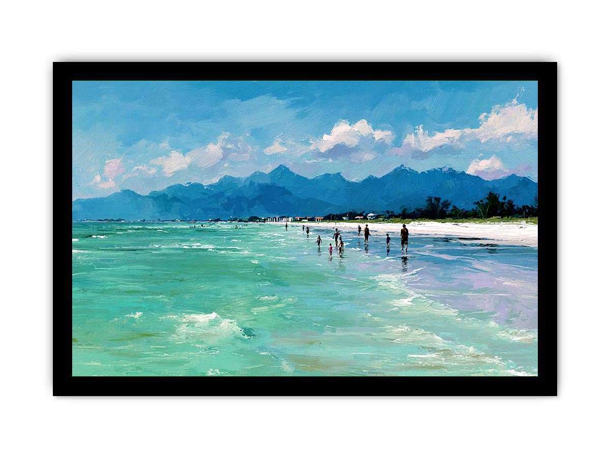 Beach day Canvas Art Painting   Framed poster