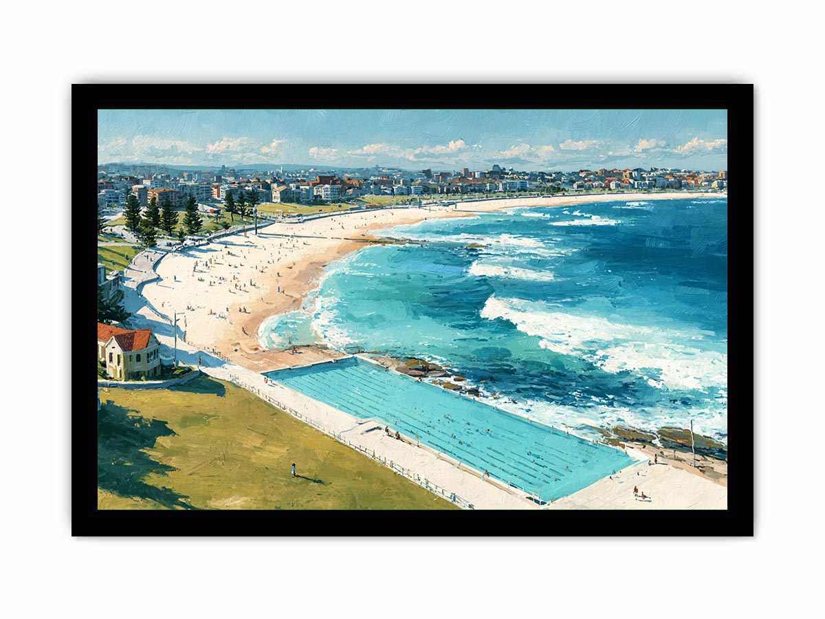 Coogee Beach Canvas Art Painting   Framed poster