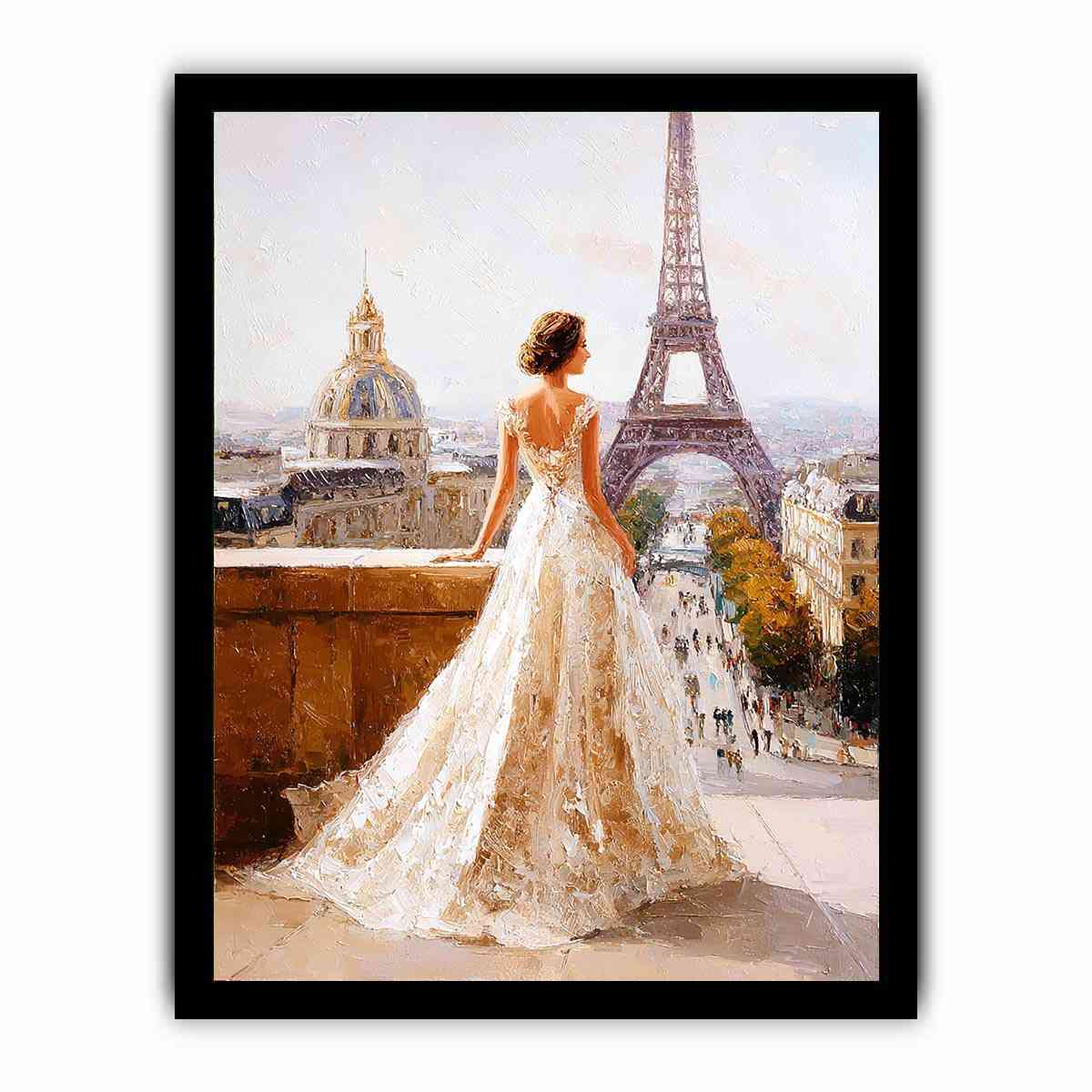 Arc de Triomphe Walk Canvas Art Painting   Framed poster