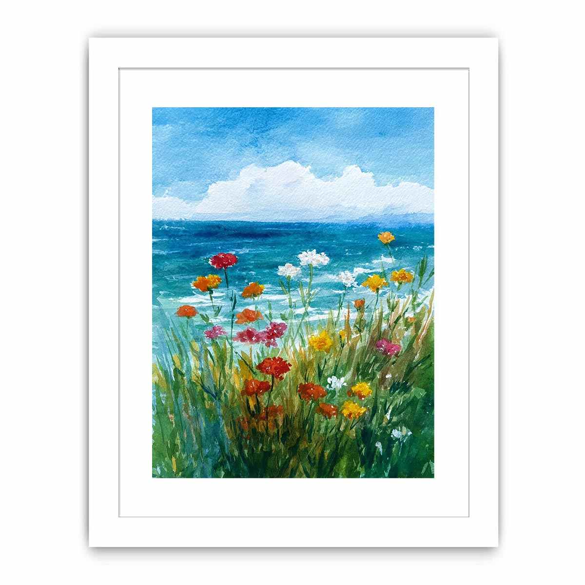 Coastal Blooms Canvas Art Painting  Art Print