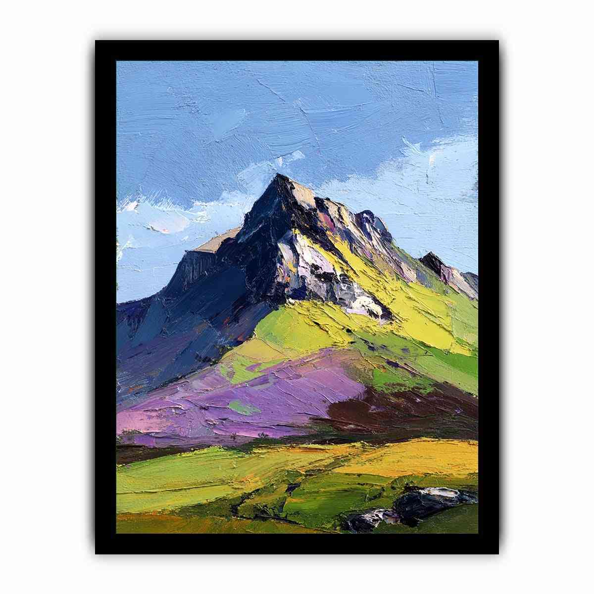 Abstract Mountain Horizon Canvas Art Painting   Framed poster
