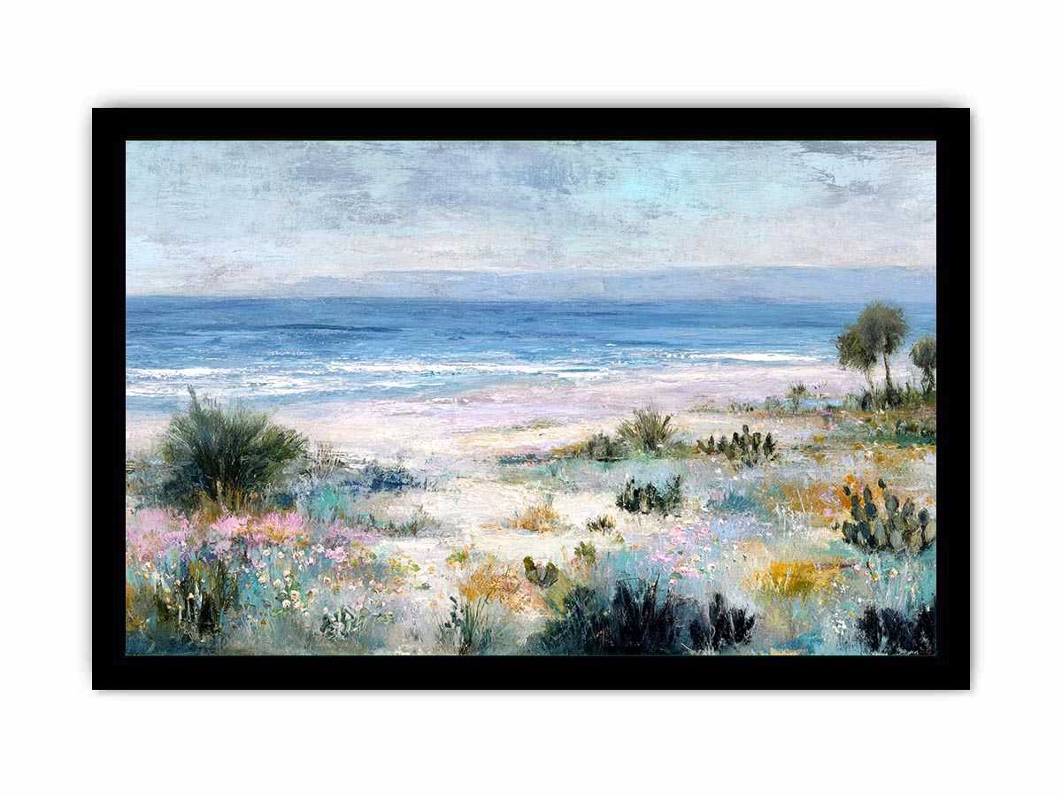 Muted Pastel beach Canvas Art Painting   Framed poster