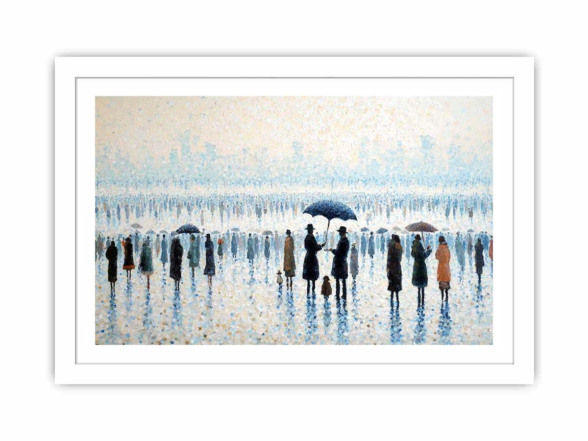 Beachside Umbrealas Canvas Art Painting  Art Print