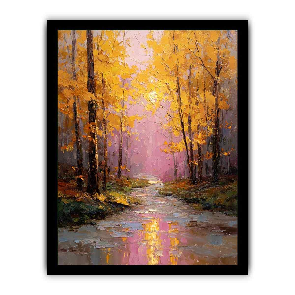 Amber Serenity Canvas Art Painting   Framed poster