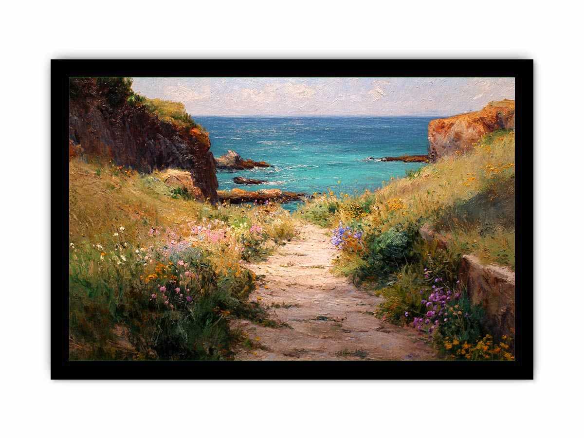 Path to beach Canvas Art Painting   Framed poster