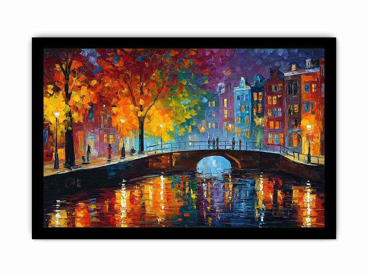 Amsterdam walk II Canvas Art Painting   Framed poster