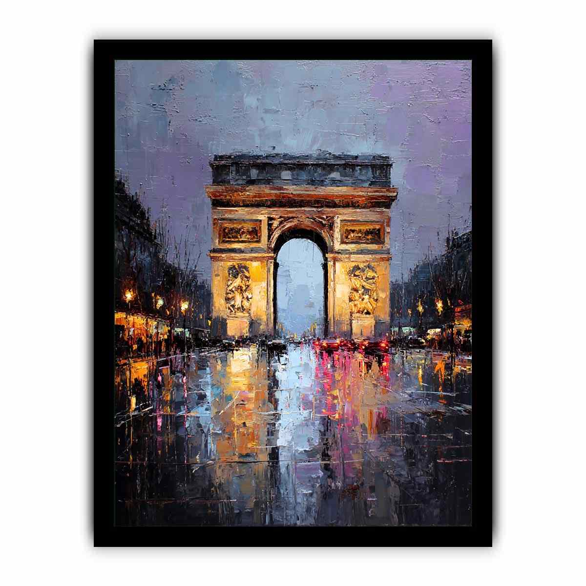 Arc De Triomphe Paris  Canvas Art Painting   Framed poster