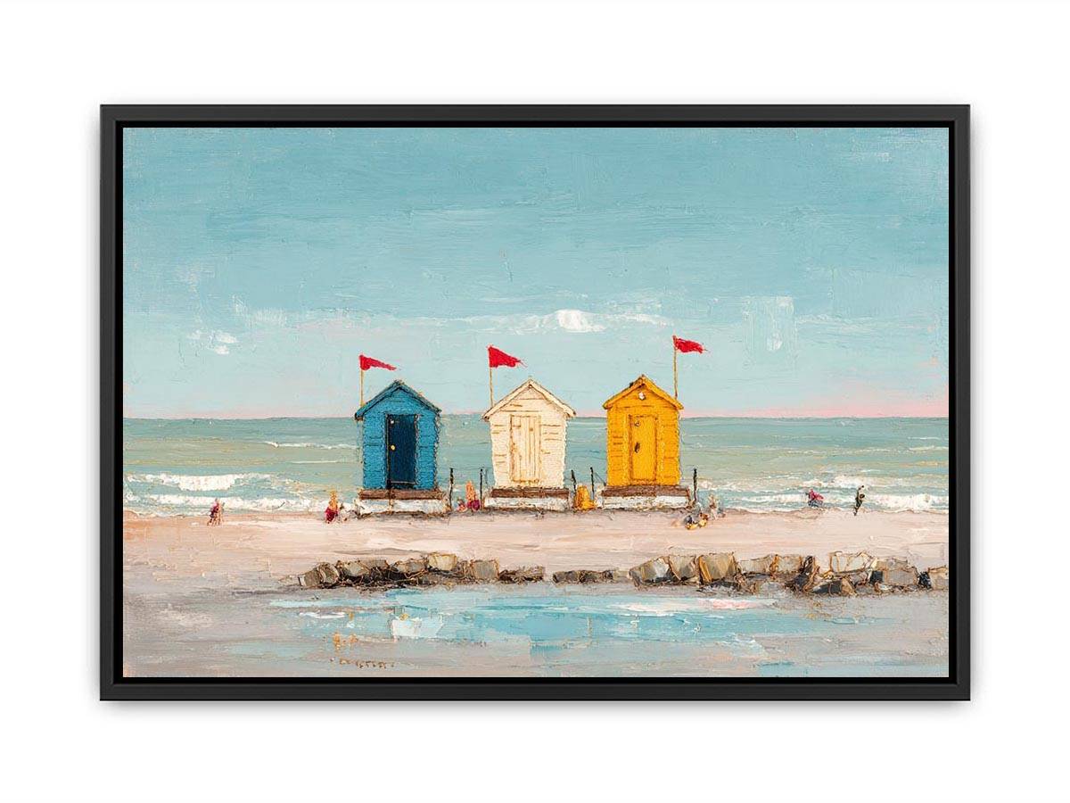 Three beach Huts Canvas Art Painting