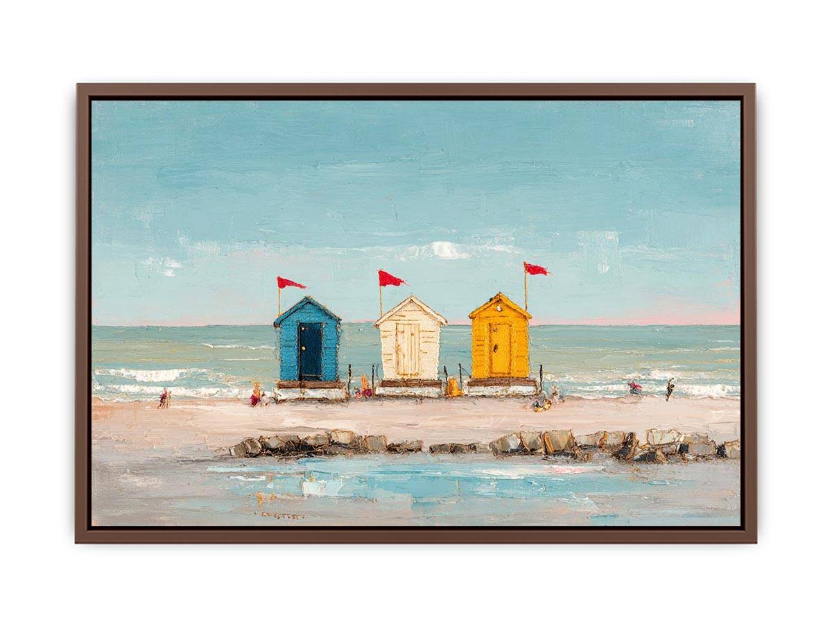 Three beach Huts Canvas Art Painting