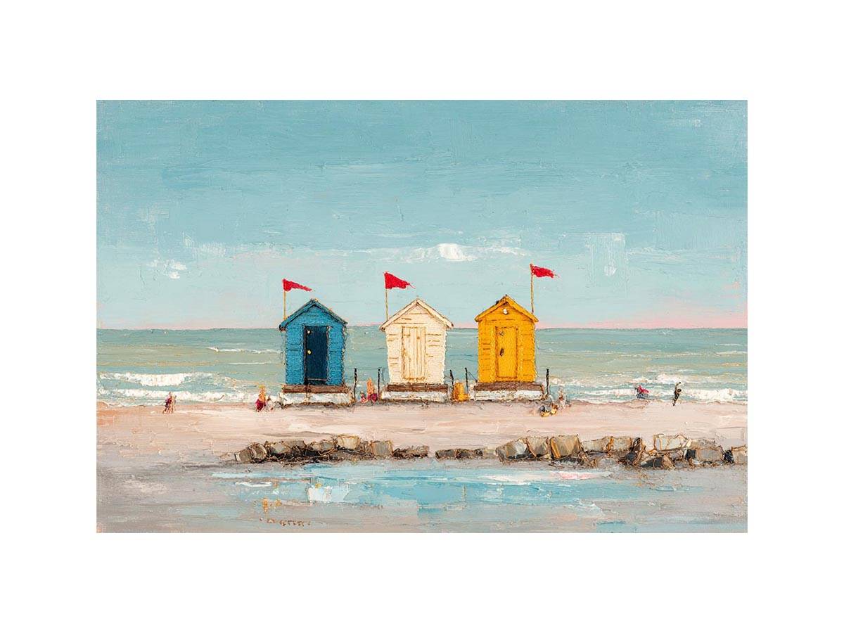 Three beach Huts Canvas Art Painting