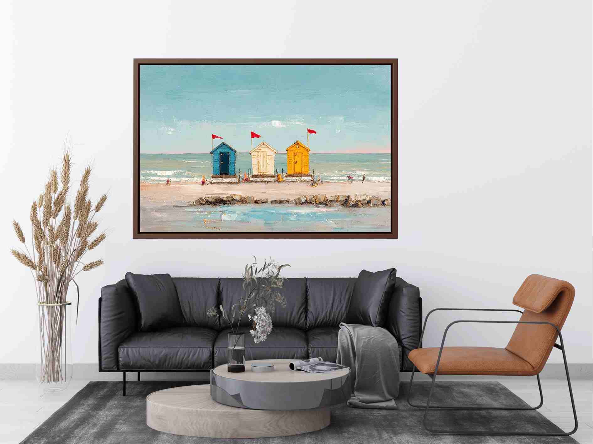 Three beach Huts Canvas Art Painting