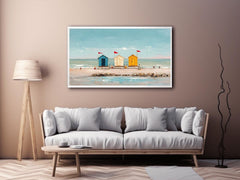 Three beach Huts Canvas Art Painting
