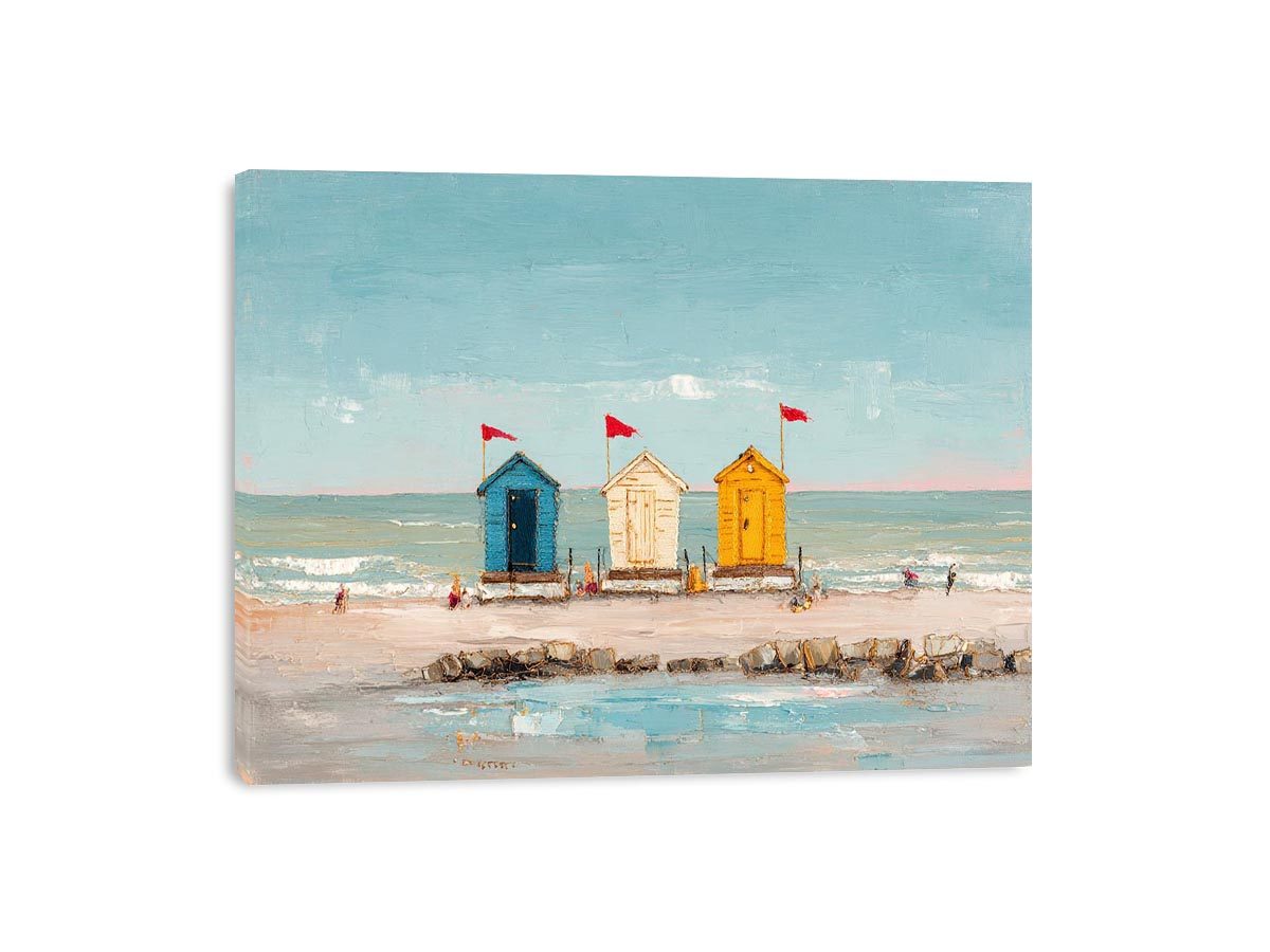 Three beach Huts Canvas Art Painting