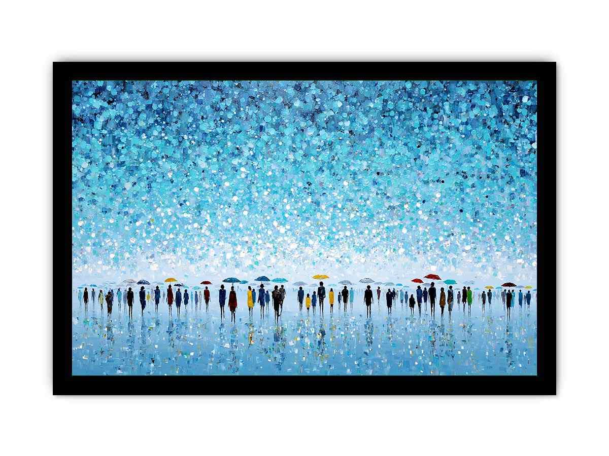 Abstract Umbrella Scene Canvas Art Painting   Framed poster