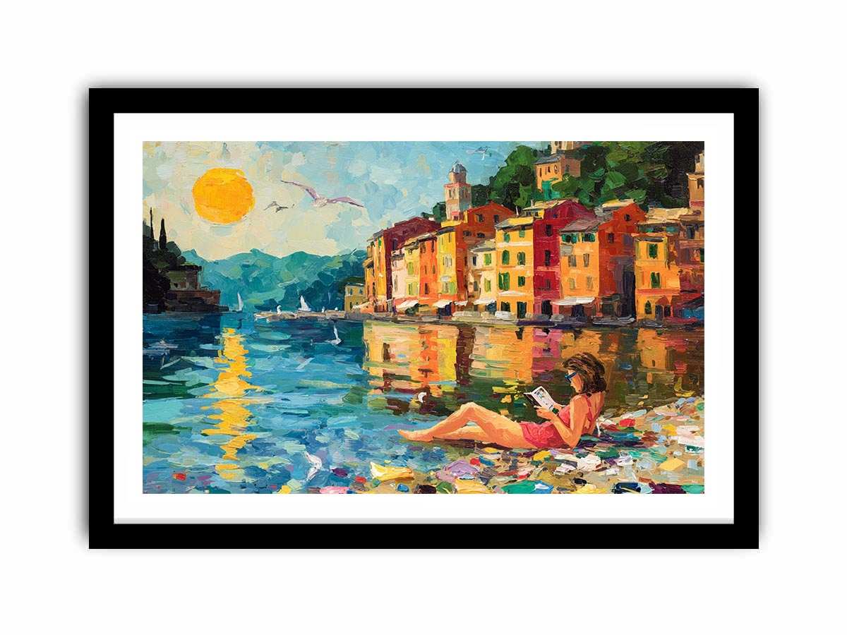 Beach Reading Canvas Art Painting   canvas print