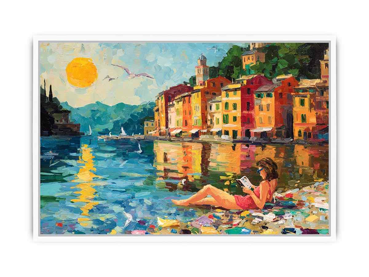 Beach Reading Canvas Art Painting
