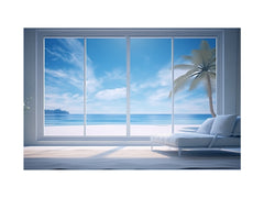 Beach Window Art Canvas Print