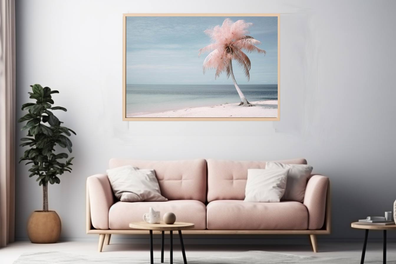 Silver Pink Beach Tree Canvas Print