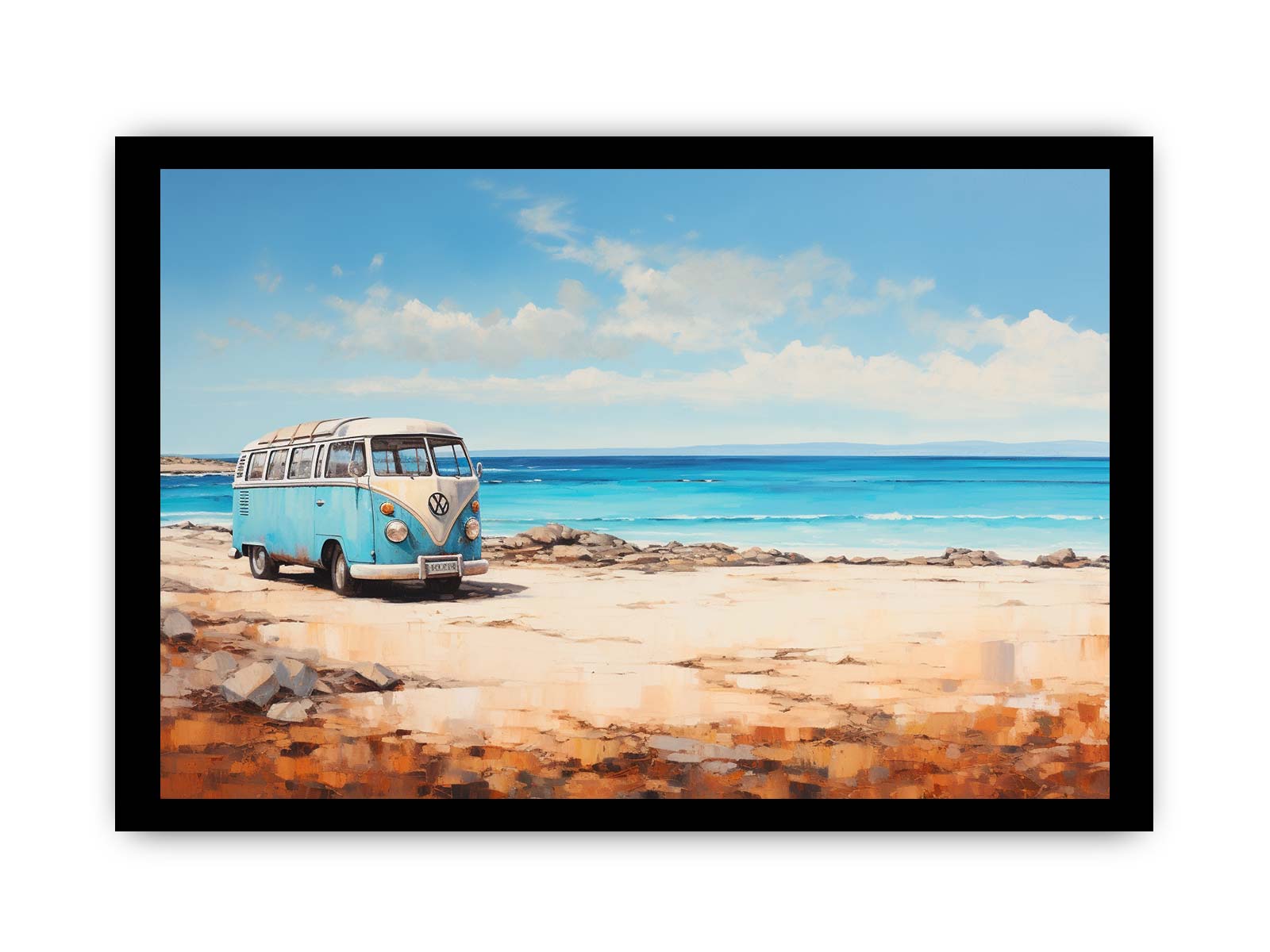 campervan Beach Art Canvas Print