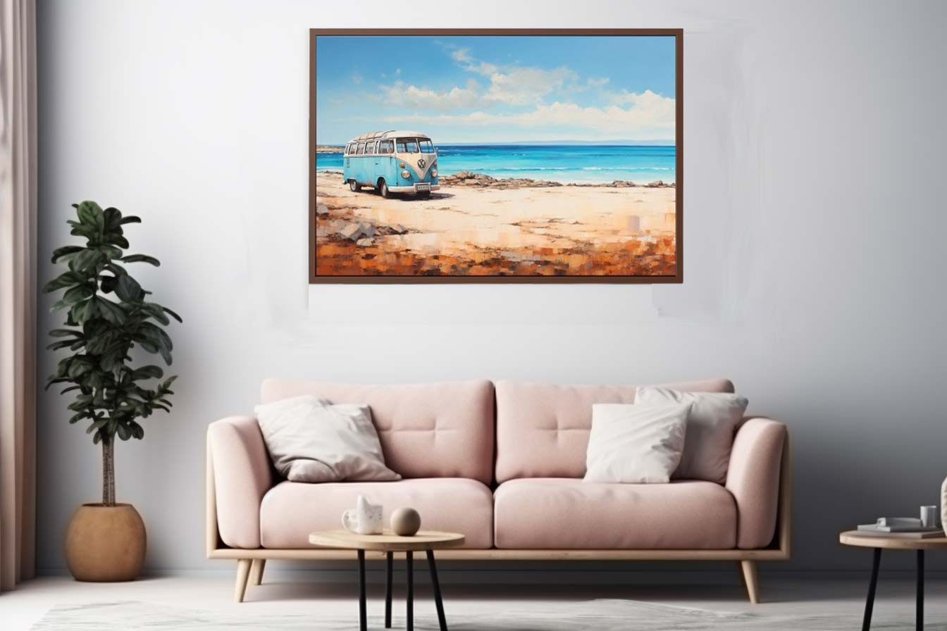 campervan Beach Art Canvas Print