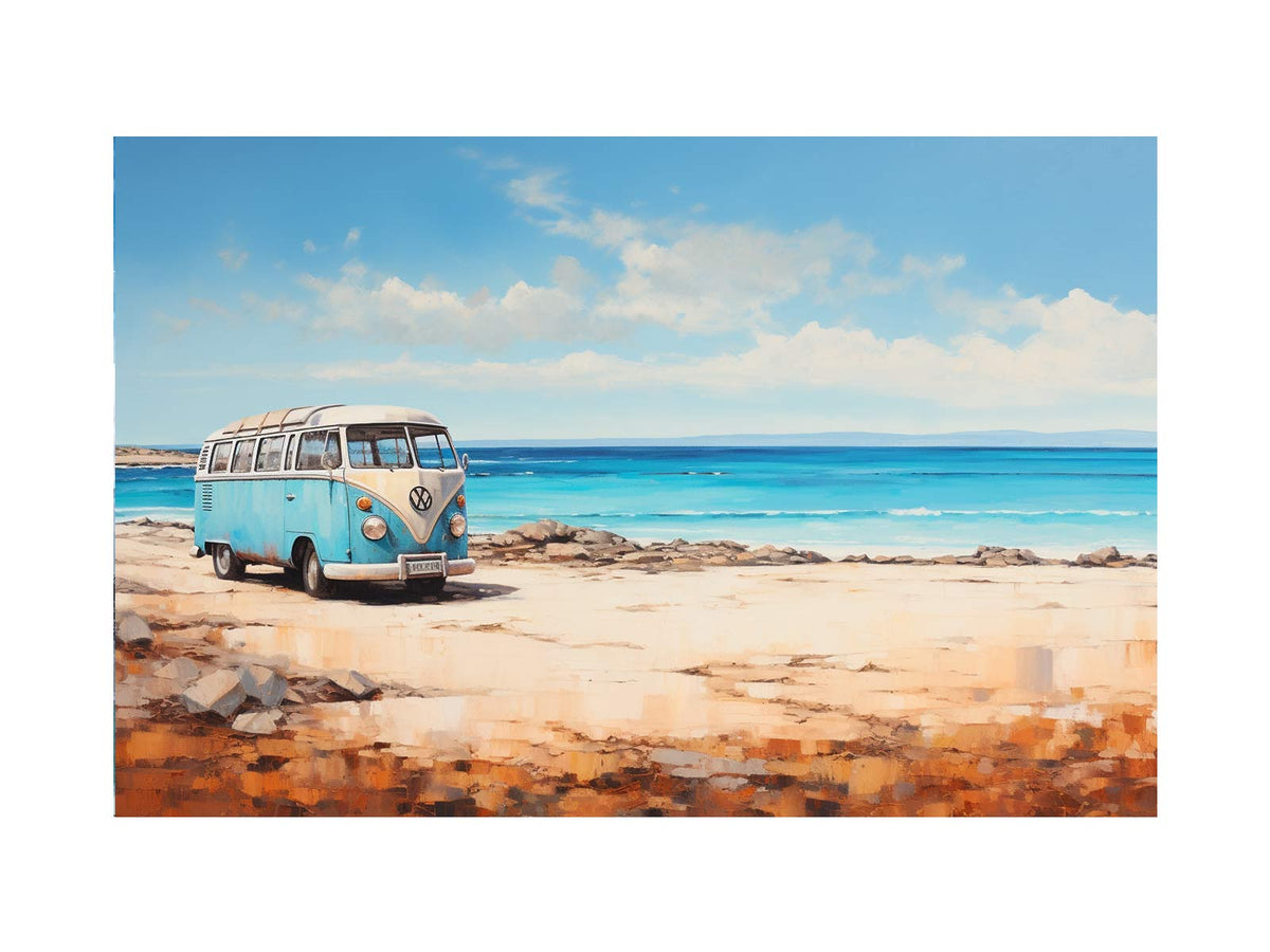 campervan Beach Art Canvas Print